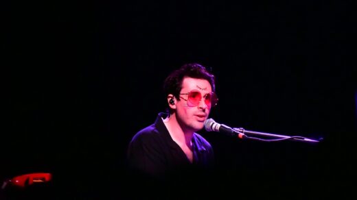 Will Wood, as he performs on keyboard with his backing band, the Tapeworms, at Anthology, in Rochester, NY. Image credit: Britt Bender